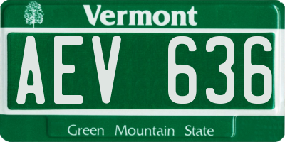 VT license plate AEV636