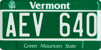 VT license plate AEV640