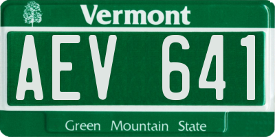VT license plate AEV641