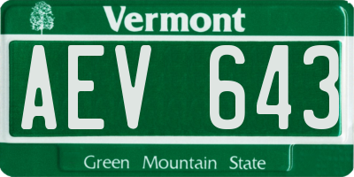 VT license plate AEV643