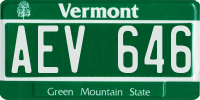 VT license plate AEV646