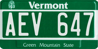 VT license plate AEV647