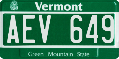 VT license plate AEV649