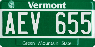 VT license plate AEV655