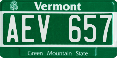 VT license plate AEV657