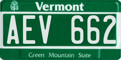 VT license plate AEV662