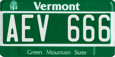 VT license plate AEV666