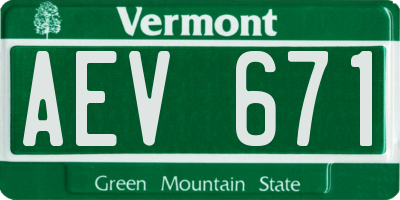 VT license plate AEV671