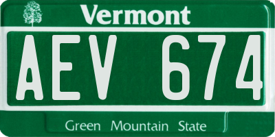 VT license plate AEV674