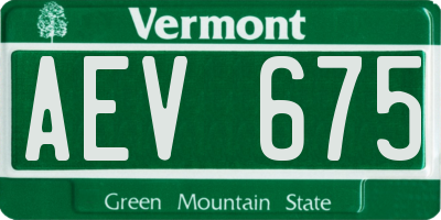 VT license plate AEV675