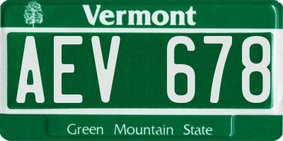VT license plate AEV678