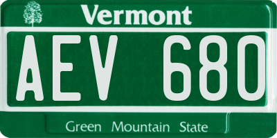 VT license plate AEV680