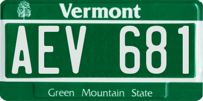VT license plate AEV681