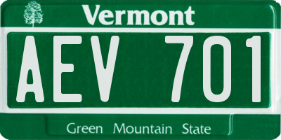 VT license plate AEV701