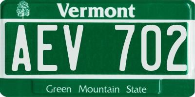 VT license plate AEV702