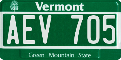 VT license plate AEV705