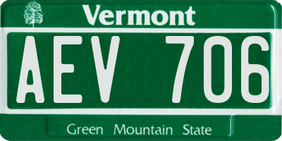 VT license plate AEV706