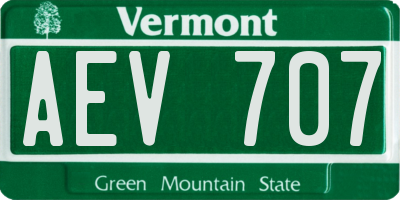 VT license plate AEV707