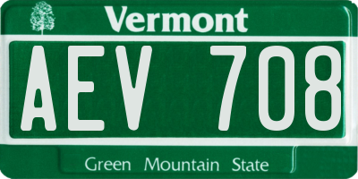 VT license plate AEV708