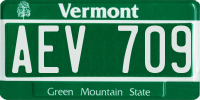 VT license plate AEV709