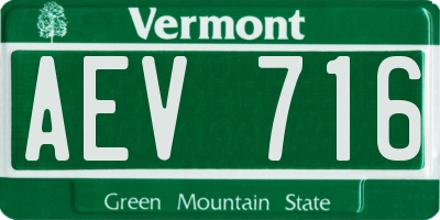 VT license plate AEV716