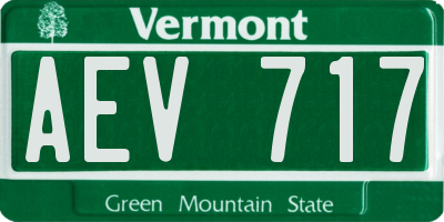 VT license plate AEV717