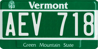 VT license plate AEV718