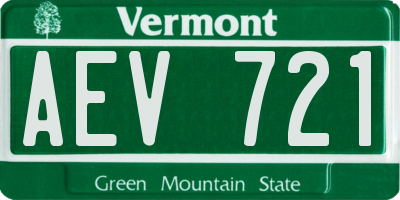 VT license plate AEV721