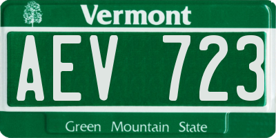 VT license plate AEV723