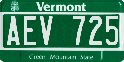 VT license plate AEV725