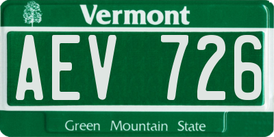 VT license plate AEV726