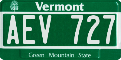 VT license plate AEV727