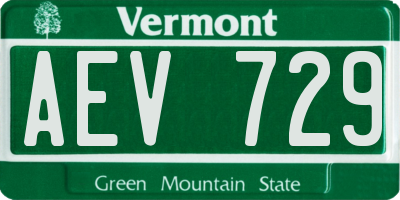 VT license plate AEV729