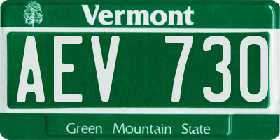VT license plate AEV730
