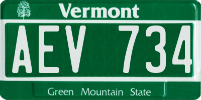 VT license plate AEV734