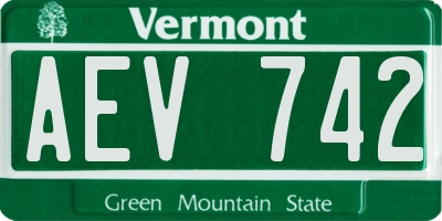 VT license plate AEV742