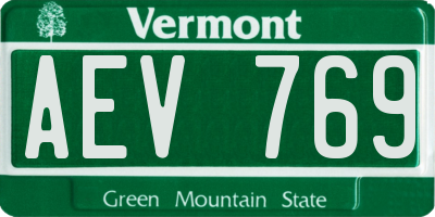 VT license plate AEV769