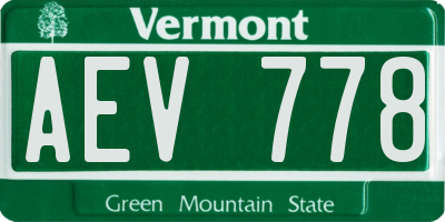 VT license plate AEV778