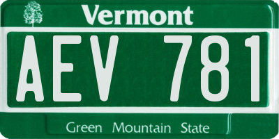 VT license plate AEV781