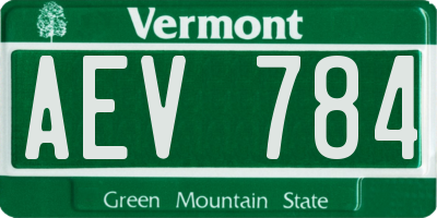 VT license plate AEV784