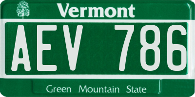 VT license plate AEV786