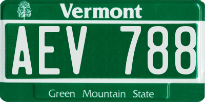 VT license plate AEV788
