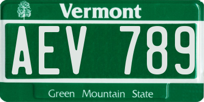 VT license plate AEV789