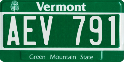 VT license plate AEV791