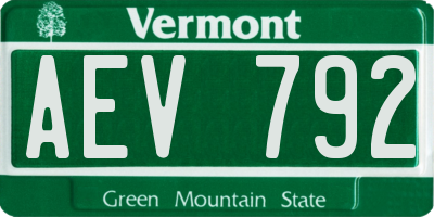 VT license plate AEV792