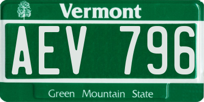 VT license plate AEV796