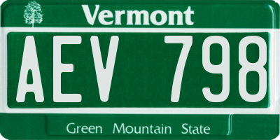 VT license plate AEV798