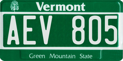 VT license plate AEV805