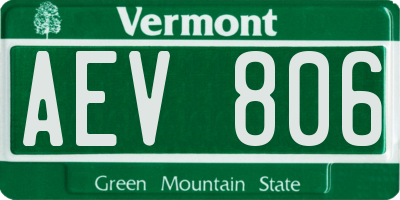 VT license plate AEV806