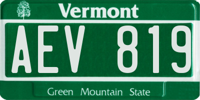 VT license plate AEV819